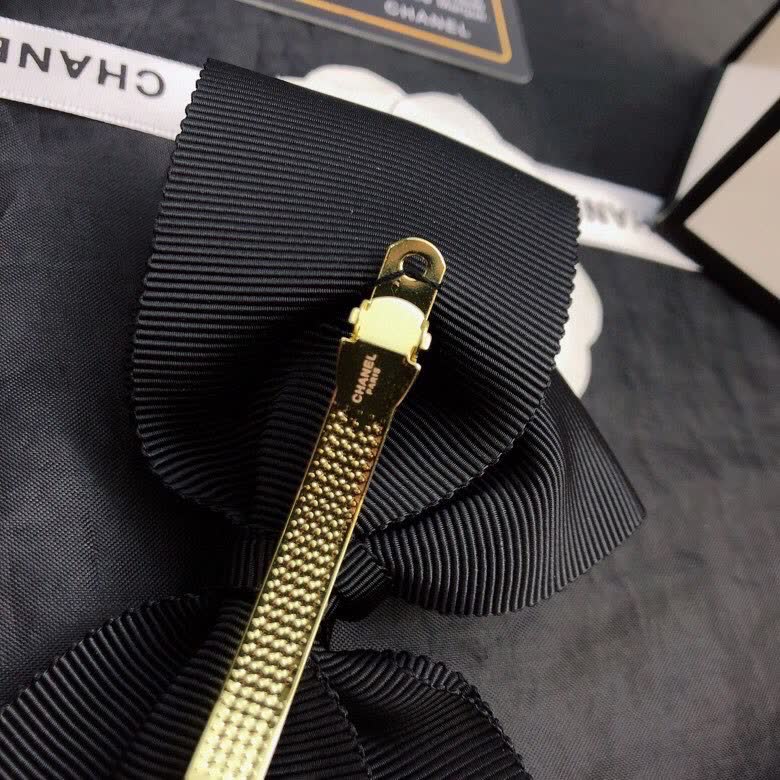 Chanel Paris Black Ribbon Hair Clip